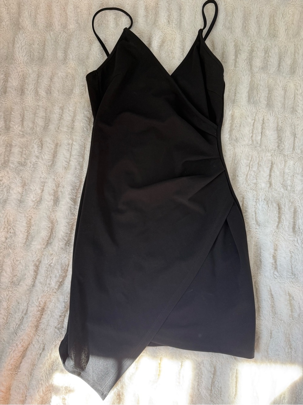 Amazon Black Asymmetric Wrap Mini Dress